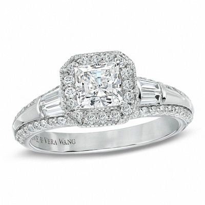 Vera Wang Love Collection 0.95 CT. T.W. Princess-Cut Diamond Edge Engagement Ring in 14K White Gold|Peoples Jewellers