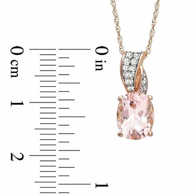 Oval Morganite and Lab-Created White Sapphire Ribbon Pendant in 10K Rose Gold|Peoples Jewellers