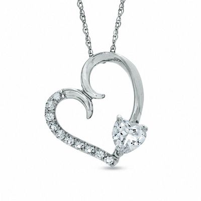 6.0mm Heart-Shaped Lab-Created White Sapphire Pendant in Sterling Silver|Peoples Jewellers