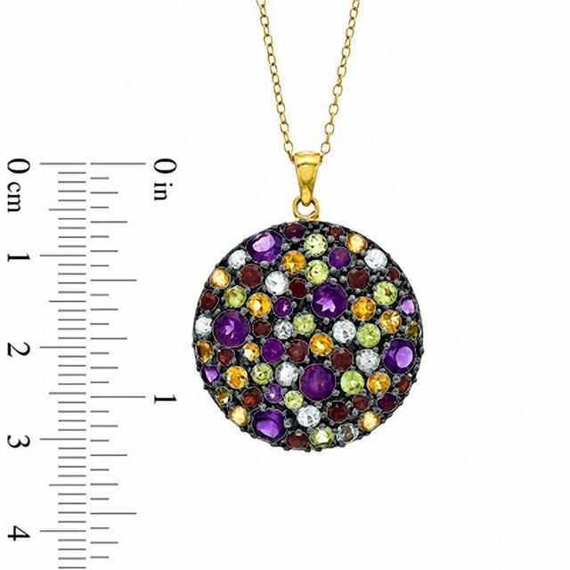 Multi-Gemstone Circle Pendant in Sterling Silver with 18K Gold Plate