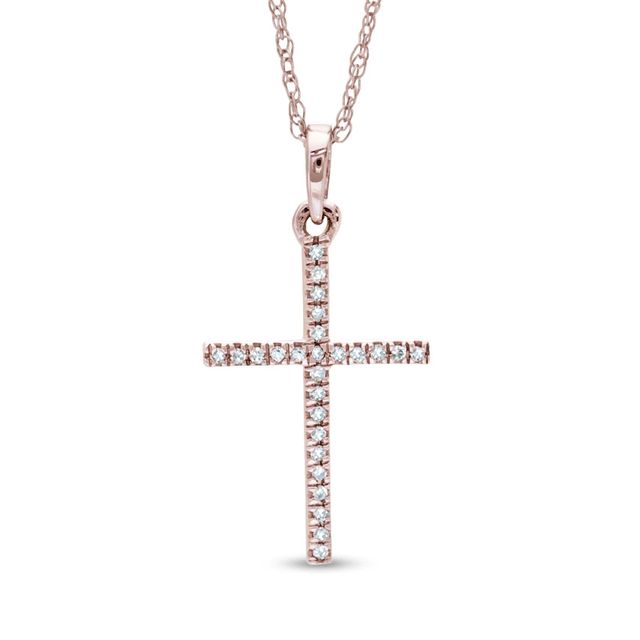 0.05 CT. T.W. Diamond Cross Pendant in 10K Rose Gold|Peoples Jewellers