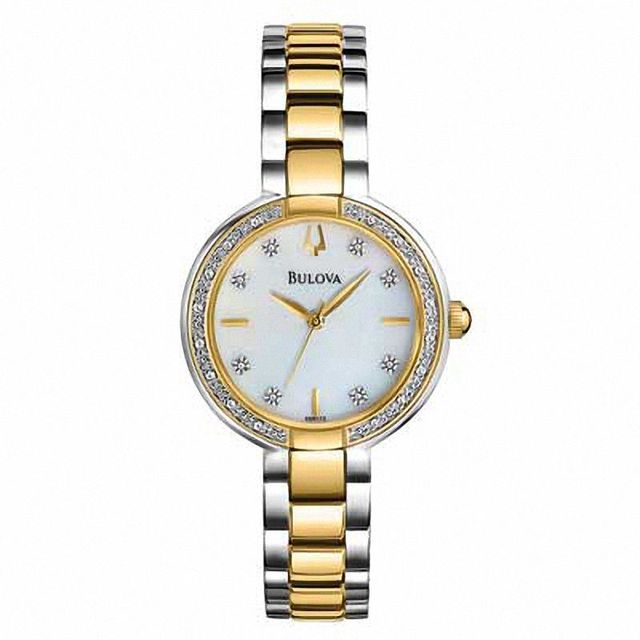 Ladies' Bulova Diamond Accent Two-Tone Watch with Mother-of-Pearl Dial (Model: 98R172)|Peoples Jewellers