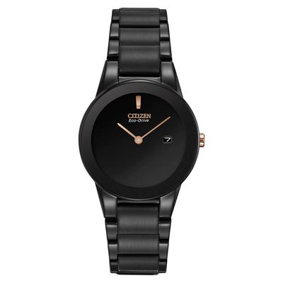 Ladies' Citizen Eco-Drive® Black IP Stainless Steel Watch with Black Dial (Model: GA1055-57F)|Peoples Jewellers