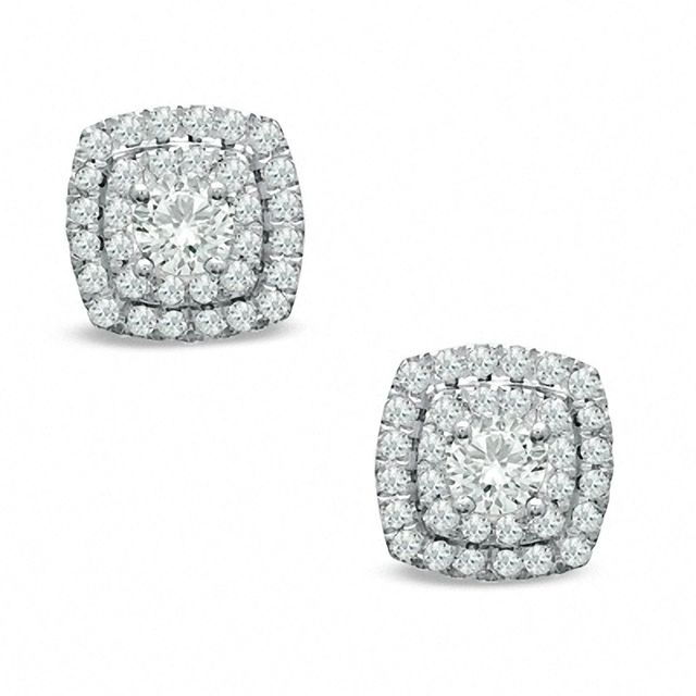 0.45 CT. T.W. Diamond Double Square Frame Stud Earrings in 14K White Gold|Peoples Jewellers