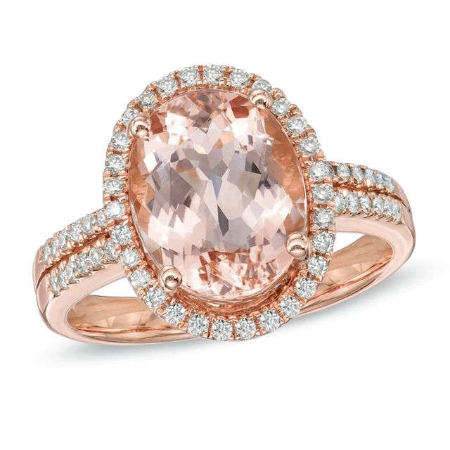 Oval Morganite and 0.25 CT. T.W. Diamond Ring in 14K Rose Gold|Peoples Jewellers
