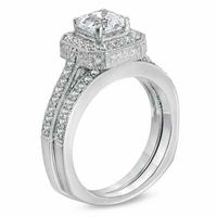 6.0mm Princess-Cut Lab-Created White Sapphire Fashion Ring in Sterling Silver|Peoples Jewellers