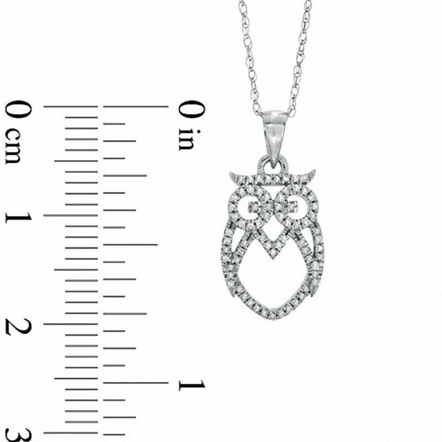 0.10 CT. T.W. Diamond Owl Pendant in 10K White Gold