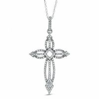 0.20 CT. T.W. Diamond Open Cross Pendant in 10K White Gold|Peoples Jewellers