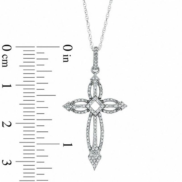 0.20 CT. T.W. Diamond Open Cross Pendant in 10K White Gold