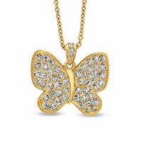 AVA Nadri Crystal Butterfly Pendant in Brass with 18K Gold Plate - 16"|Peoples Jewellers