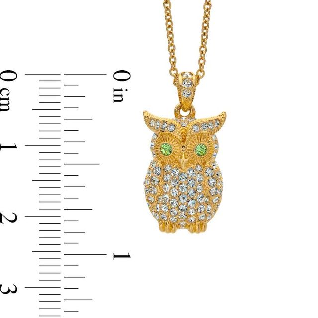 AVA Nadri Crystal Owl Pendant in Brass with 18K Gold Plate - 16"|Peoples Jewellers