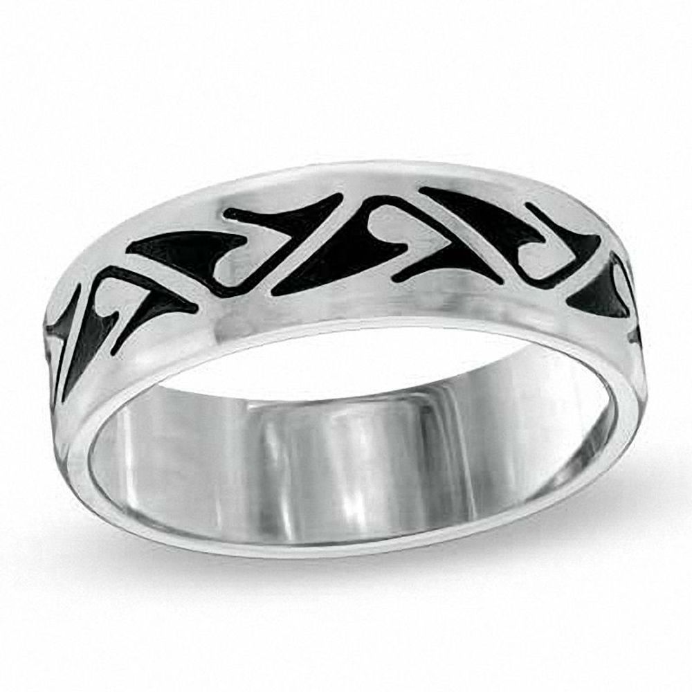 Triton Men's 7.0mm Comfort Fit Stainless Steel Tribal Wedding Band - Size 10|Peoples Jewellers