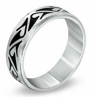 Triton Men's 7.0mm Comfort Fit Stainless Steel Tribal Wedding Band - Size 10|Peoples Jewellers