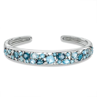 Blue and White Topaz Cuff Bracelet in Sterling Silver|Peoples Jewellers