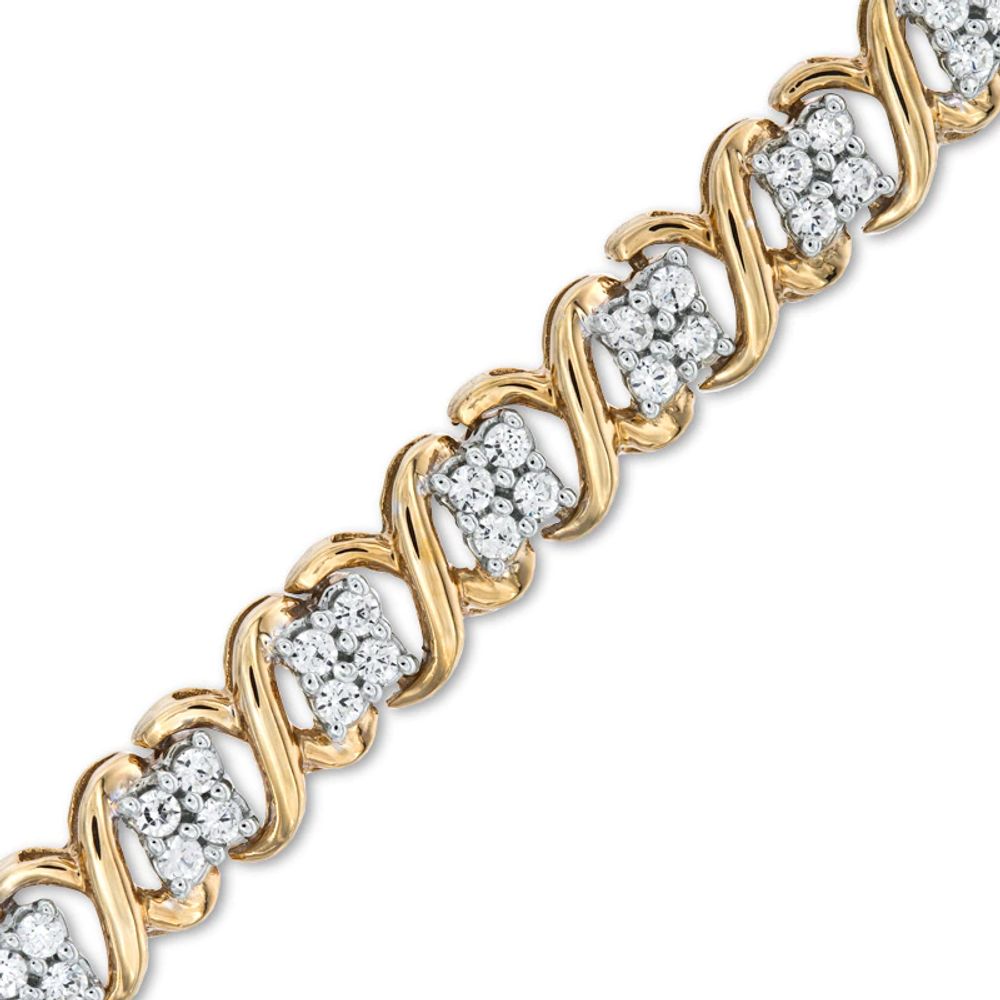 1.00 CT. T.W. Quad Diamond "X" Bracelet in 10K Gold|Peoples Jewellers