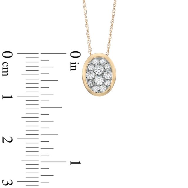 0.33 CT. T.W. Diamond Oval Cluster Pendant in 10K Gold