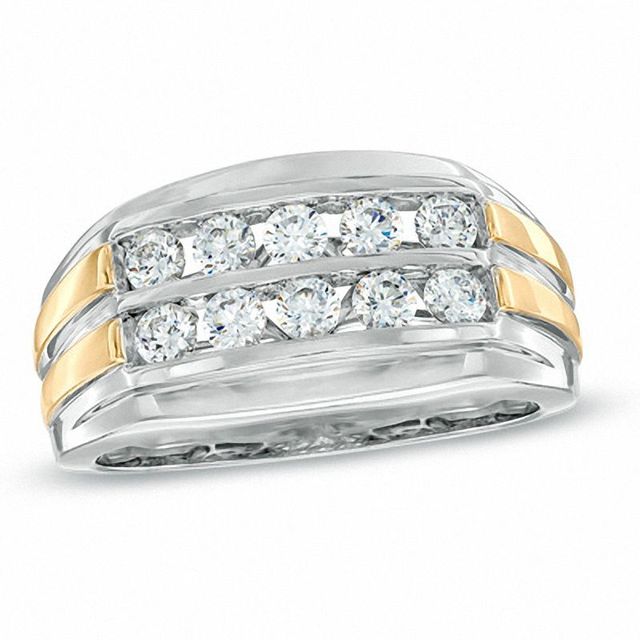 Men's 1.00 CT. T.W. Diamond Anniversary Band in 10K Two-Tone Gold|Peoples Jewellers
