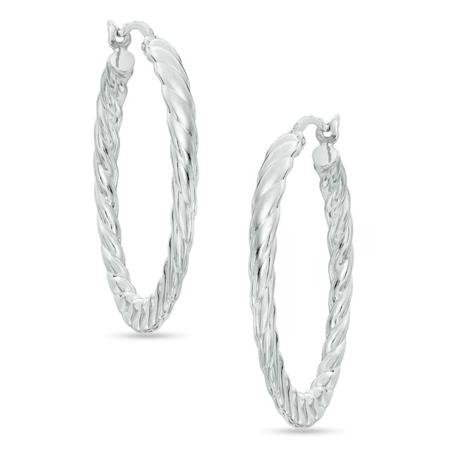 Ridged Hoop Earrings in Sterling Silver