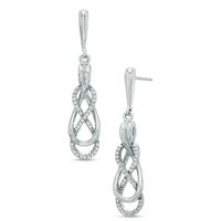 0.10 CT. T.W. Diamond Infinity Drop Earrings in Sterling Silver|Peoples Jewellers