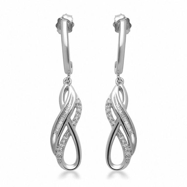 0.15 CT. T.W. Diamond Layered Infinity Drop Earrings in Sterling Silver