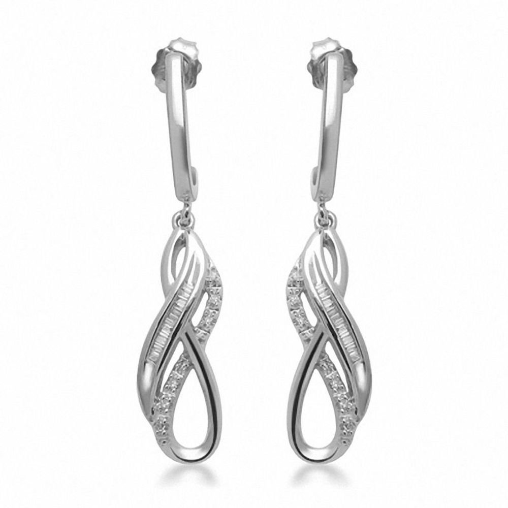 0.15 CT. T.W. Diamond Layered Infinity Drop Earrings in Sterling Silver|Peoples Jewellers