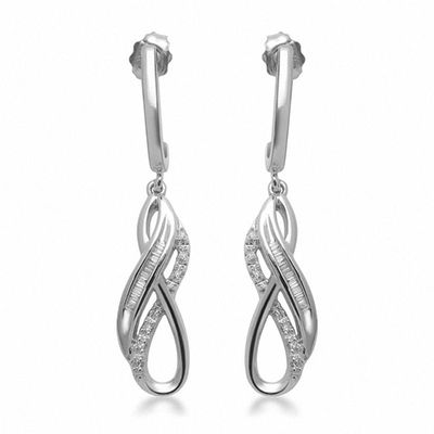 0.15 CT. T.W. Diamond Layered Infinity Drop Earrings in Sterling Silver|Peoples Jewellers