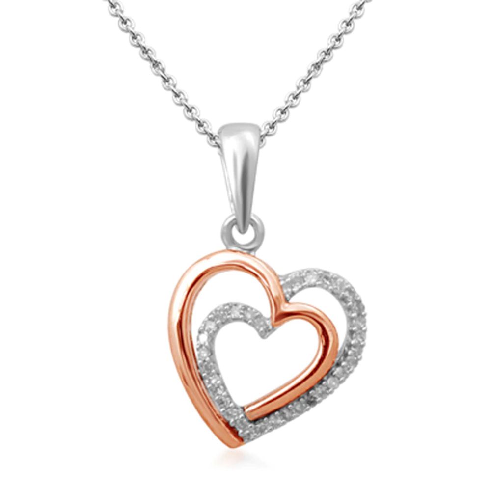 0.04 CT. T.W. Diamond Double Heart Pendant in Sterling Silver and 10K Rose Gold|Peoples Jewellers