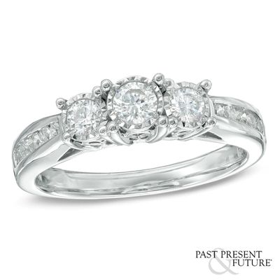 0.50 CT. T.W. Diamond Three Stone Engagement Ring in 10K White Gold|Peoples Jewellers