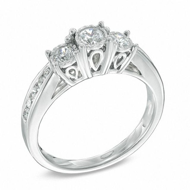 0.50 CT. T.W. Diamond Three Stone Engagement Ring in 10K White Gold|Peoples Jewellers