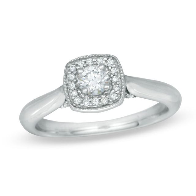 CT. T.W. Certified Canadian Diamond Frame Engagement Ring in 14K White Gold (I/I1)|Peoples Jewellers