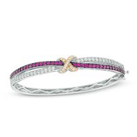 Lab-Created Ruby and White Sapphire Bangle in Sterling Silver|Peoples Jewellers