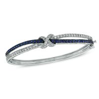 Lab-Created Blue and White Sapphire Bangle in Sterling Silver|Peoples Jewellers