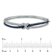 Lab-Created Blue and White Sapphire Bangle in Sterling Silver|Peoples Jewellers