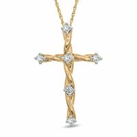 0.12 CT. T.W. Diamond Twine Cross Pendant in 10K Gold|Peoples Jewellers