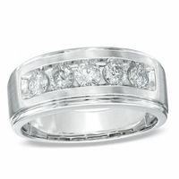 Men's 1.00 CT. T.W. Diamond Five Stone Band in 14K White Gold|Peoples Jewellers