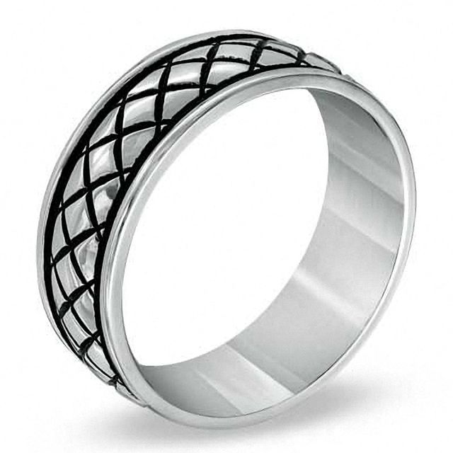 Men's 8.0mm Black PVD Lattice Stainless Steel Band - Size 10|Peoples Jewellers