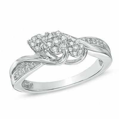 Diamond Accent Split Shank Promise Ring in Sterling Silver|Peoples Jewellers