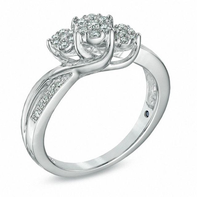 Diamond Accent Split Shank Promise Ring in Sterling Silver|Peoples Jewellers
