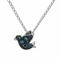 TEENYTINY™ Enhanced Blue Diamond Accent Dove Pendant in Sterling Silver - 17"|Peoples Jewellers