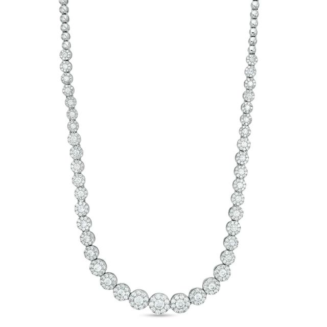 4.00 CT. T.W. Composite Diamond Cluster Necklace in 10K White Gold|Peoples Jewellers