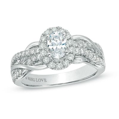 Vera Wang Love Collection 0.95 CT. T.W. Oval Diamond Loose Braid Engagement Ring in 14K White Gold|Peoples Jewellers