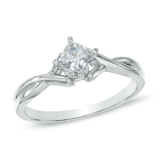 0.40 CT. Certified Canadian Princess-Cut Diamond Solitaire Ring in 14K White Gold (I/I1)|Peoples Jewellers