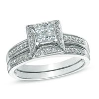 0.50 CT. T.W. Princess-Cut Quad Diamond Bridal Set in 10K White Gold|Peoples Jewellers