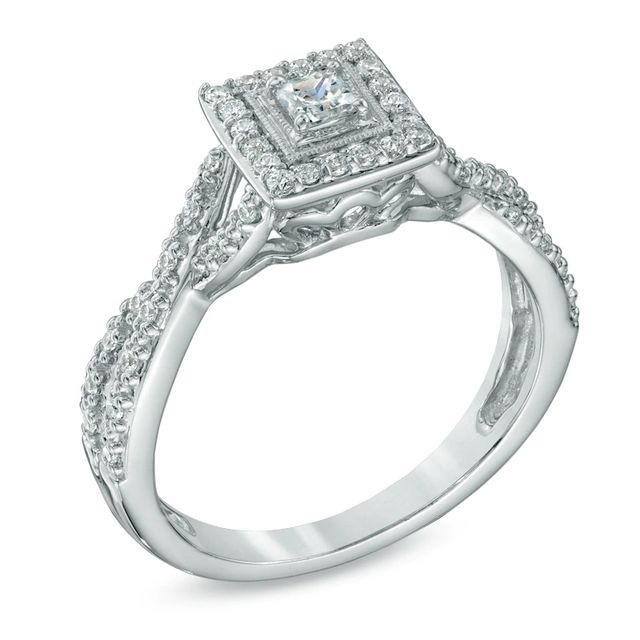 0.40 CT. T.W. Certified Canadian Princess-Cut Diamond Engagement Ring in 14K White Gold (I/I1)|Peoples Jewellers