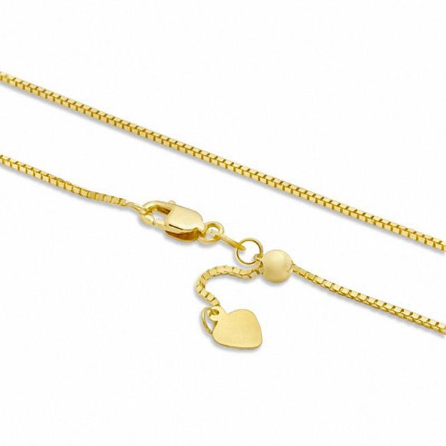 0.85mm Adjustable Box Chain Necklace in 10K Gold