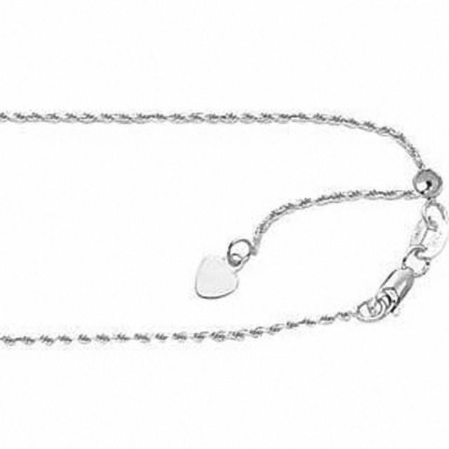 1.1mm Adjustable Rope Chain Necklace in 10K White Gold - 22"|Peoples Jewellers