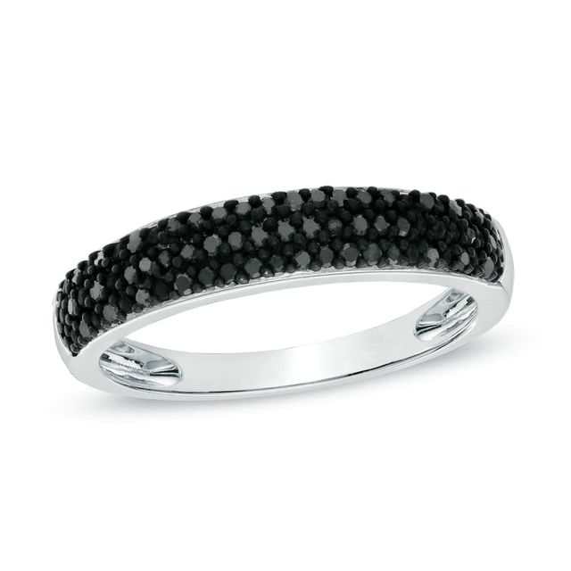 0.18 CT. T.W. Black Diamond Triple Row Wedding Band in Sterling Silver|Peoples Jewellers