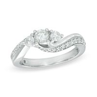 0.75 CT. T.W. Diamond Three Stone Swirl Engagement Ring in 14K White Gold|Peoples Jewellers