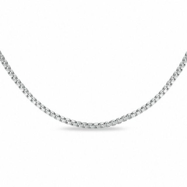 0.45mm Box Chain Necklace in 10K White Gold - 18"|Peoples Jewellers