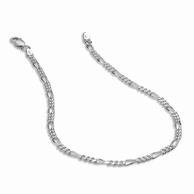 7.0mm Figaro Chain Bracelet in Sterling Silver - 8.5"